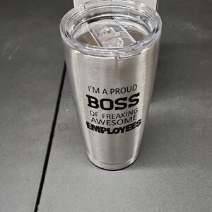 Silver Tumbler with Fun Boss Quote